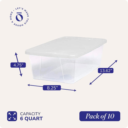HOMZ 2-Pack Snaplock, Small Clear Plastic Storage Organizer Bins w/ Lids, 28 Quart, Gray - Stackable Container Boxes for Bedroom, Bathroom, Garage, and Office Organization