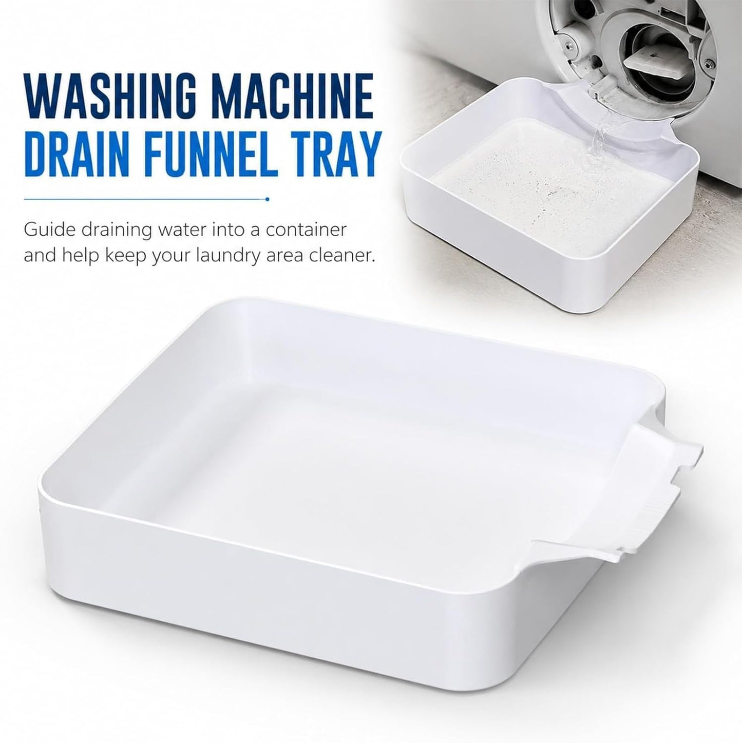Universal Front-Load Washing Machine Drain Pan, Washer Drain Pan, Washing Machine Drainage Tray, Washing Machine Drain Funnel Tray for Basements, Apartments, Mobile Homes, Garages and Rentals (1PC)
