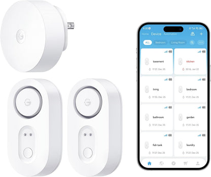 GoveeLife Upgraded Smart Water Leak Detector 1s with 1804 ft Ultra-Long Range, WiFi Water Sensor with SMS/Email/APP Push and Sound Alarm,5-Year Battery Life, 5 Pack, Suit for Home, Basement, Kitchen