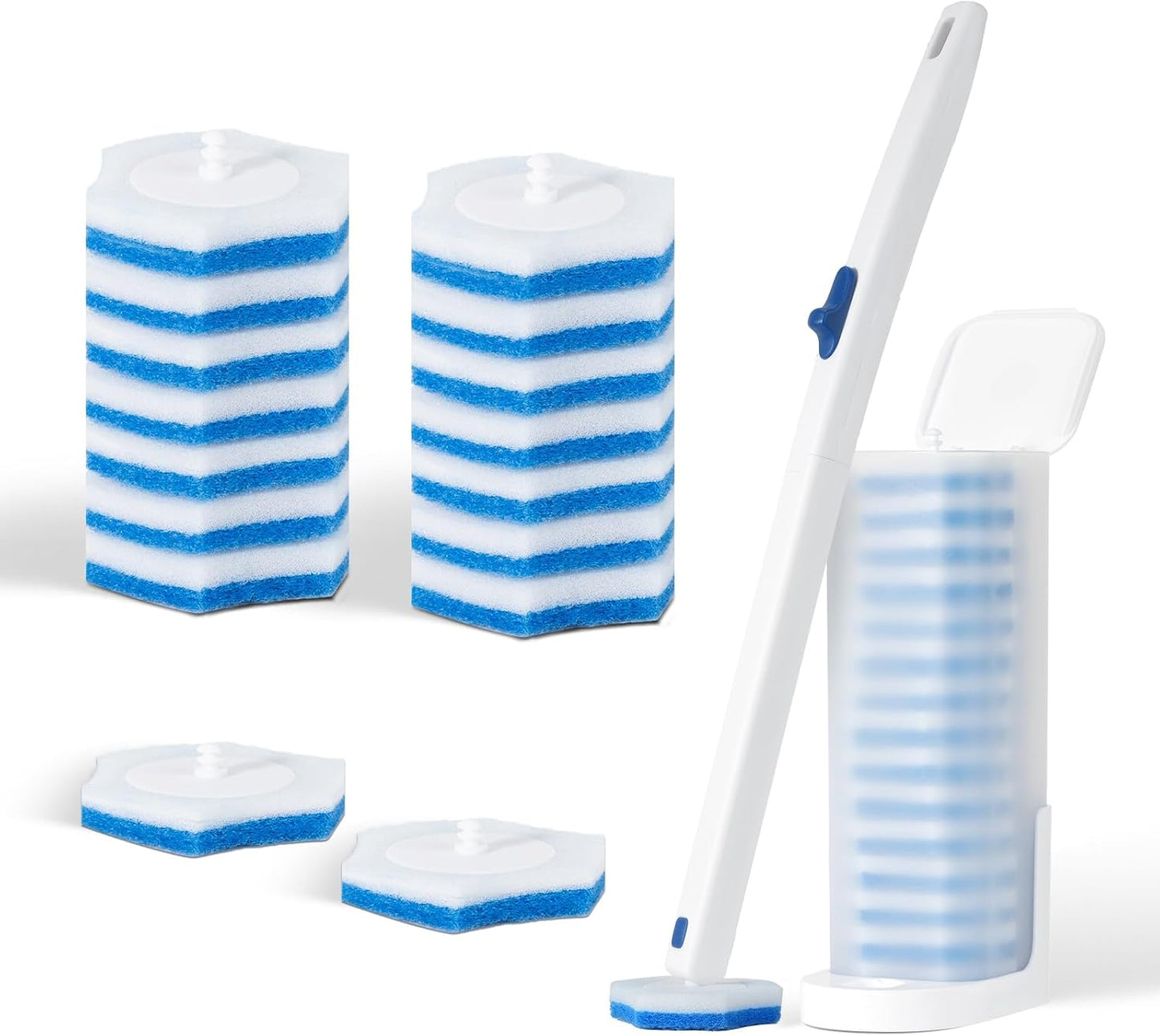 Disposable Toilet Brush with 48 Refills,Cleaning wand,No-Touch Hygienic Cleaning System