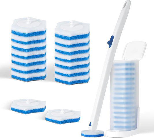 Disposable Toilet Brush with 48 Refills,Cleaning wand,No-Touch Hygienic Cleaning System