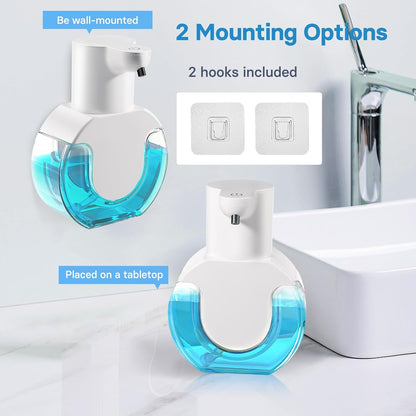 2 Pack Automatic Soap Dispenser,14.2oz/420ML Touchless Automatic Foaming Hand Soap Dispenser,Rechargeabled Wall Mounted Smart Pump for Bathroom Kitchen