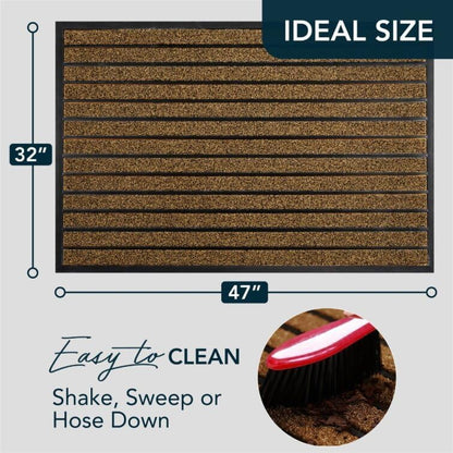ubdyo Extra Durable Door Mat - Dirt Trapping Outdoor Welcome Mats - Non-Slip Outdoor Indoor Entrance - Low Profile Front Doormat (30" x 17", Bright Brown)
