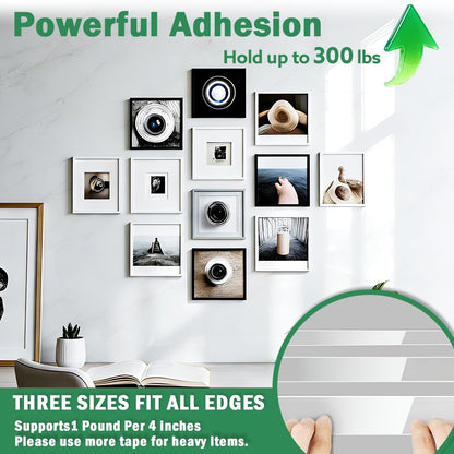 UGNEL 3 Rolls Double Sided Tape Heavy Duty - Total 30FT, Extra Strong Nano Tape Adhesive Strips Tape, Clear Mounting Tape Removable Two Sided Adhesive Tape for Walls, Posters, Rug, Picture Hanging