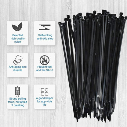 Zip Tie Mounts - SeuYeugX 100PCS Cable Self Adhesive Mounts Set for Wire Management with Stick Pads Anchors Clips Squares Holders (Black)