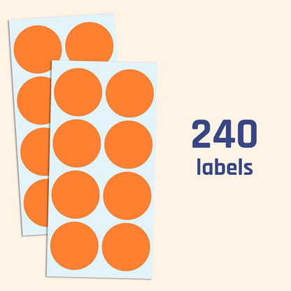 2" Round Large Colored Moving Stickers Labels - 10 Colors, Pack of 240