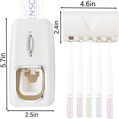 Toothbrush Holder and Toothpaste Dispenser Set, Automatic Toothpaste Squeezer Dispenser, Dispenser Toothpaste Squeezer Kit, Wall Mounted Bathroom Accessories (Black)
