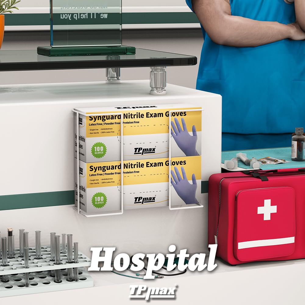 XL Gloves Box Holder,Wire Rack Dispenser for Gloves - Tissues Paper Towels Organizer - Mounting Accessories Included - Holds up to 3 Boxes - Perfect for Lab, Food Service and Home