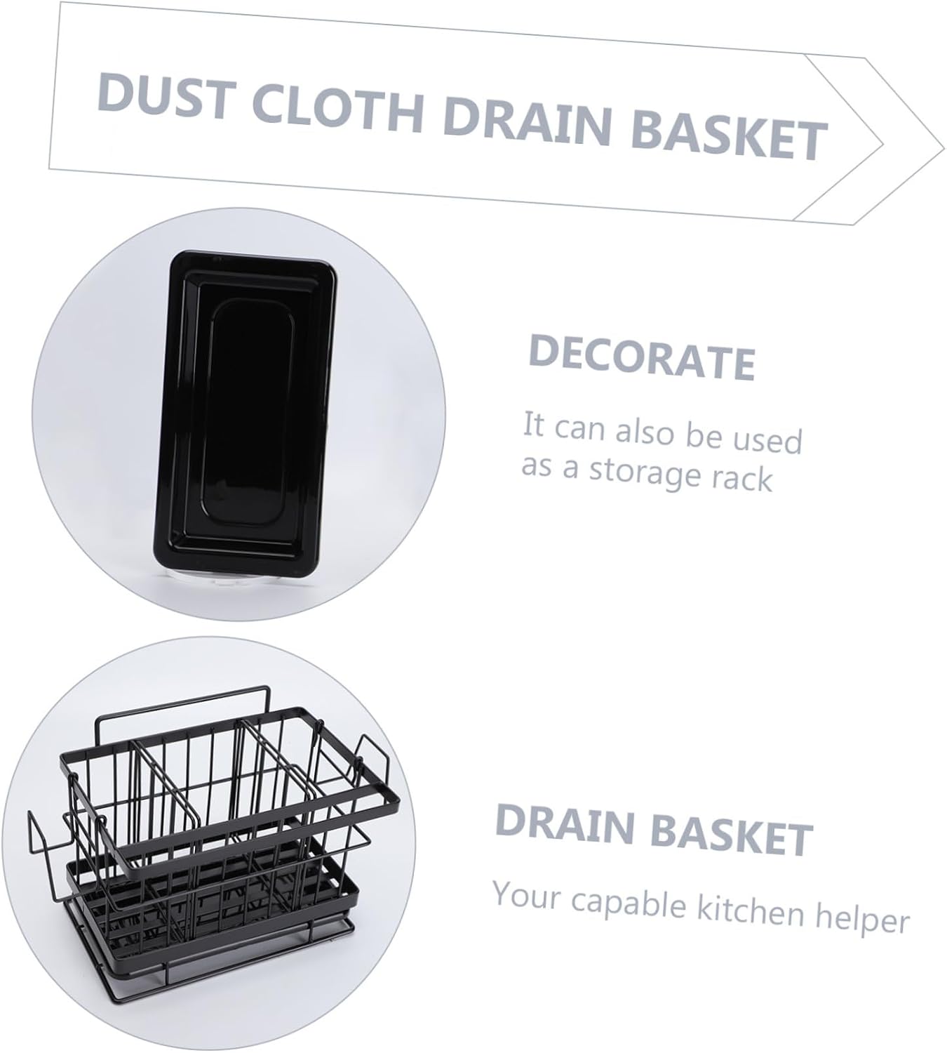 Outanaya 1pc Wall-mounted Adjustable Stainless Steel Rag Storage Rack Sponge Drain Basket for Kitchen and Bathroom Easy to Install Organizer for Cleaning Cloths and Utensils