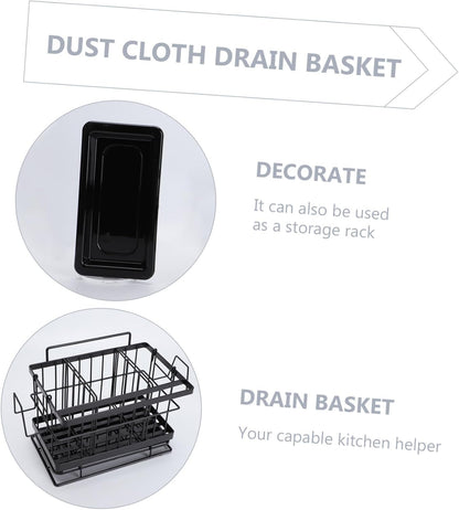 Outanaya 1pc Wall-mounted Adjustable Stainless Steel Rag Storage Rack Sponge Drain Basket for Kitchen and Bathroom Easy to Install Organizer for Cleaning Cloths and Utensils