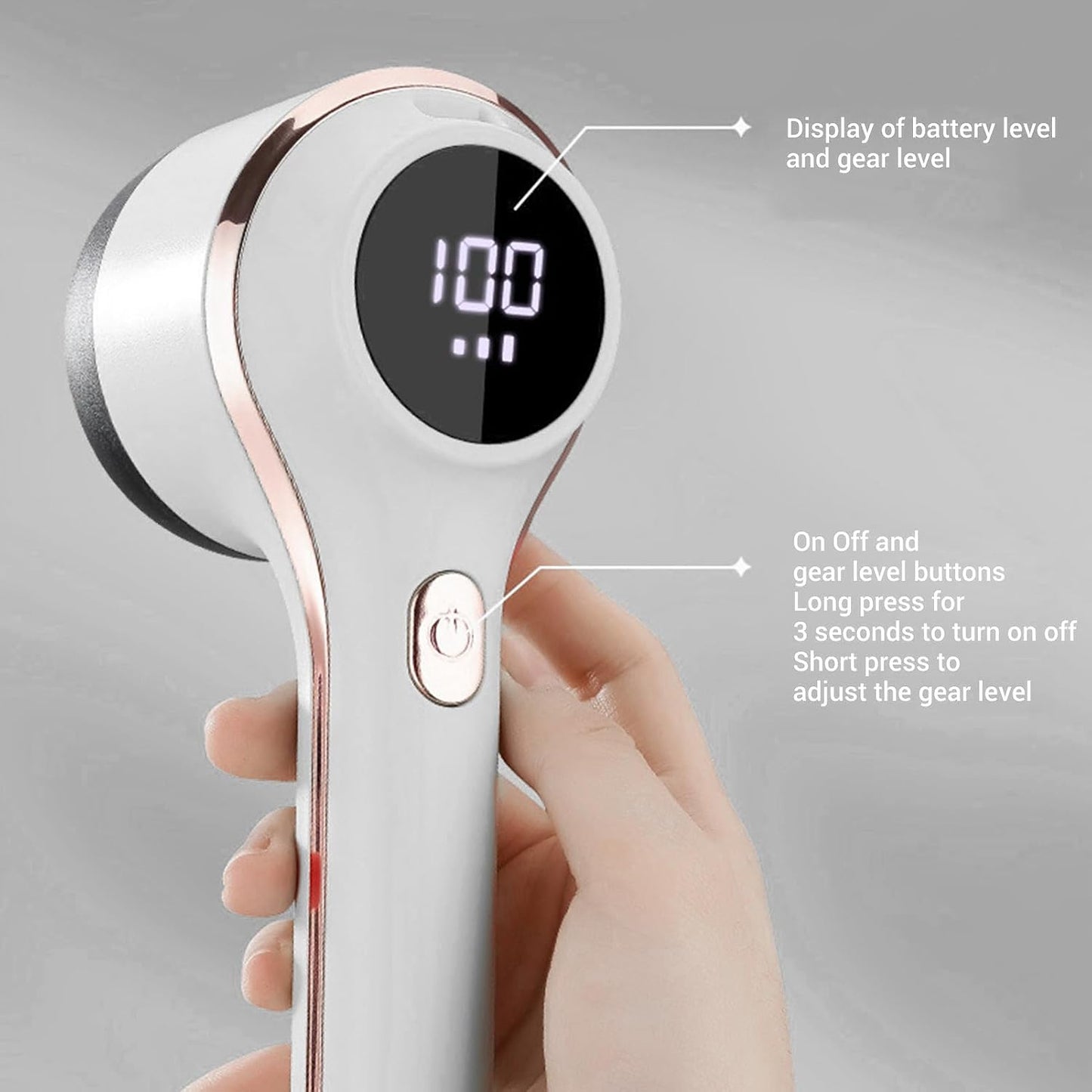 Rechargeable Electric Fabric Shaver with LED Display, 3-Speed Lint Remover for Clothes and Furniture, 6-Blade Portable Sweater Defuzzer, Battery-Powered Fuzz Remover - Green