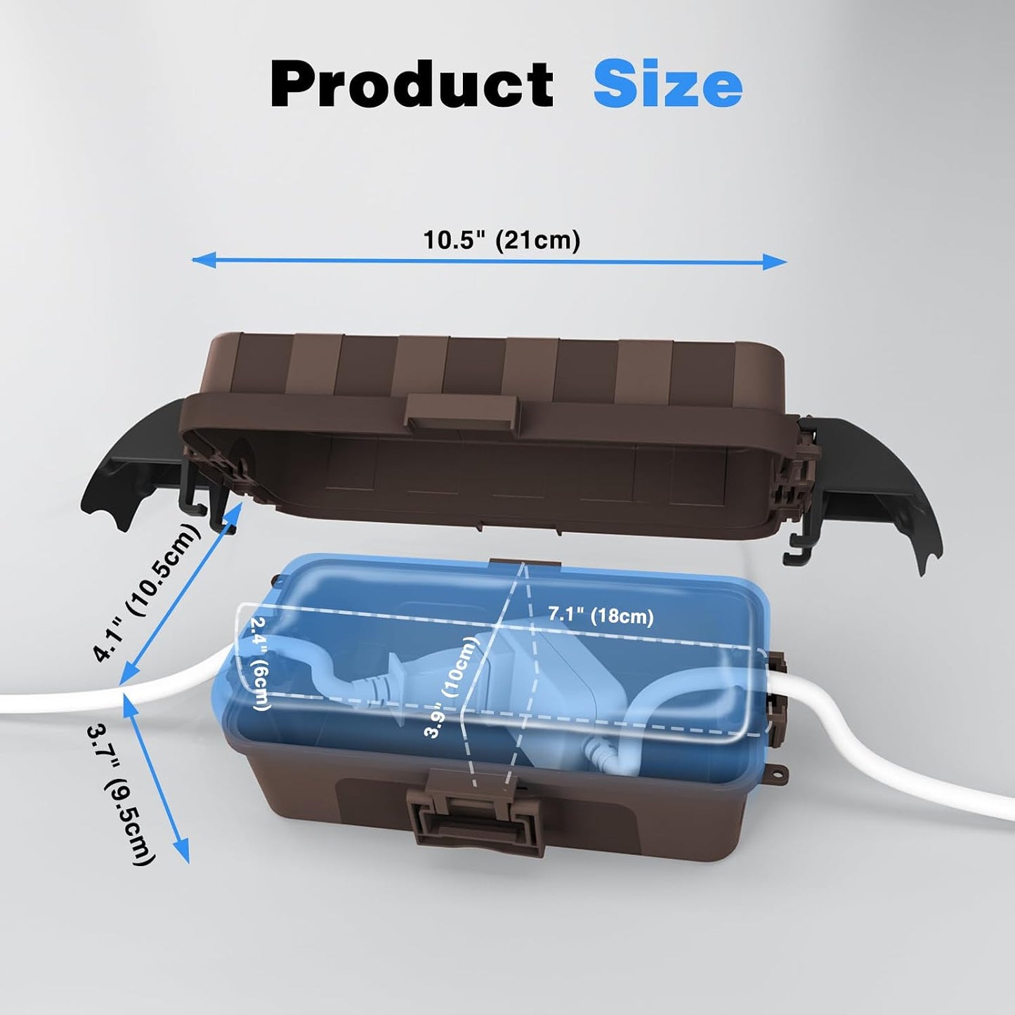 FLEMOON IP55 Outdoor Electrical Box Waterproof with Detachable Awning Covers, 7.1 * 3.9 * 2.4 inch Weatherproof Extension Cord Cover, Easy Installation for Outdoor Plug, Outlet, String Lights, Black