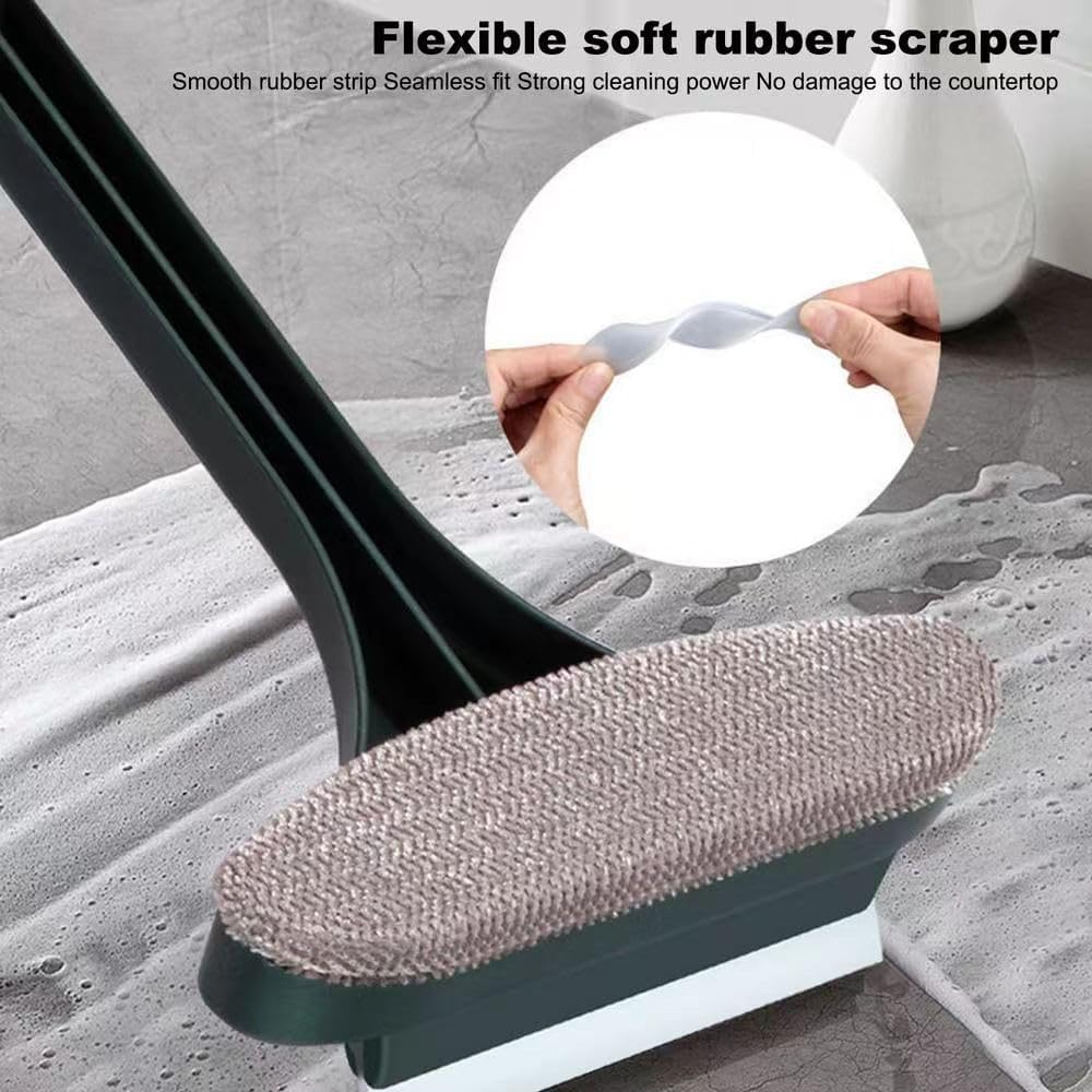 Window Screen Cleaning Brush, 2 in 1 Mesh Cleaner with Squeegee, Double Sided Wet & Dry, 18.11 Inch Long Handle, Multifunctional