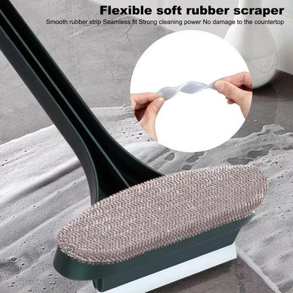 Window Screen Cleaning Brush, 2 in 1 Mesh Cleaner with Squeegee, Double Sided Wet & Dry, 18.11 Inch Long Handle, Multifunctional