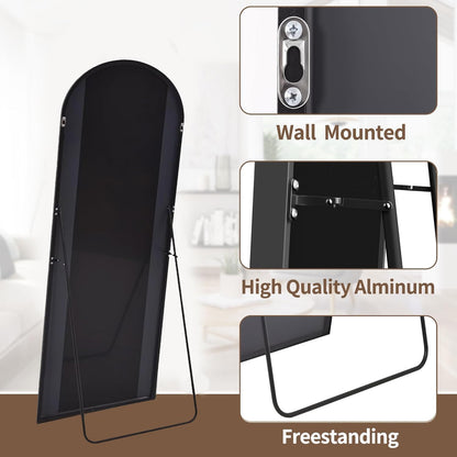 OGCAU Floor Full Length Mirror, 56"x20" Arched Full Body Mirror, Hanging or Leaning, Standing, Wall Mounted with Aluminum Frame for Bedroom Living Room, White