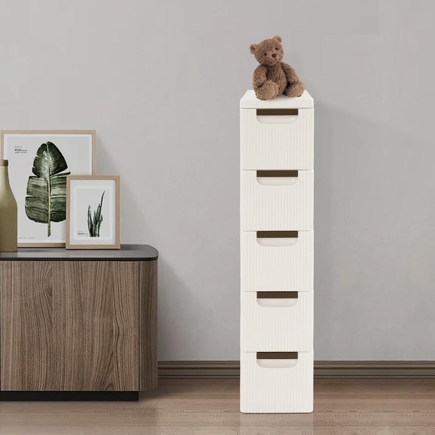 3 Drawers Slim Storage Cart, Narrow Plastic Rolling Organizer Small Cabinet Container with Wheels for Small Spaces, Kitchen, Laundry, Office, Bedroom (3 Drawers)