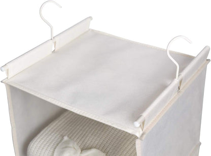 MAX Houser 4-Shelf Hanging Closet Organizer, Space Saver, Cloth Hanging Shelves with 2 Side Pockets, Foldable (Beige)