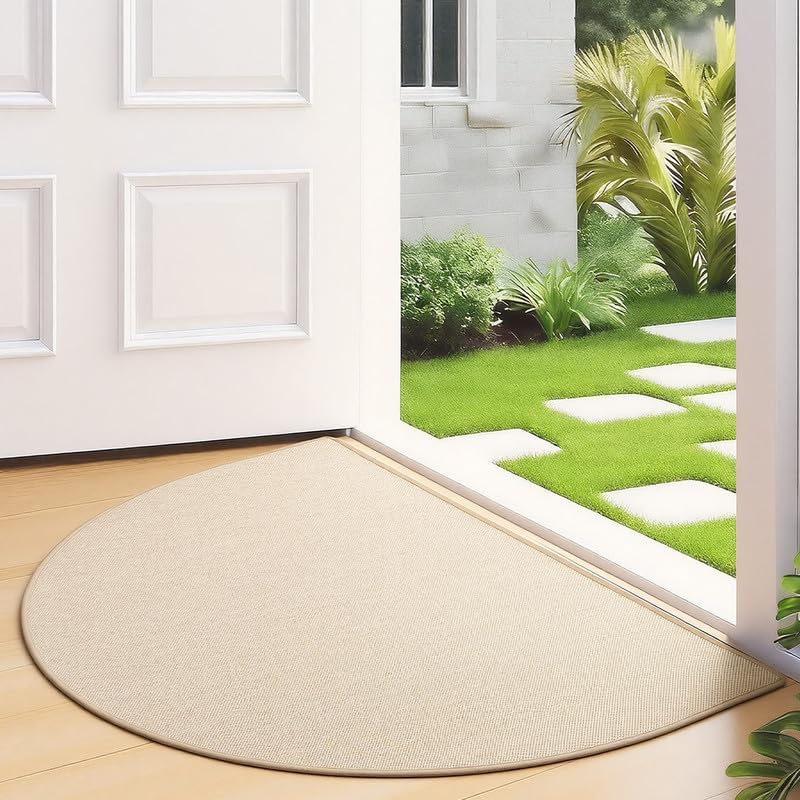Door Mat 30"x17", Non Slip Washable Door Mat Indoor Entrance, Low Profile Absorbent Entry Rug for Front Door, Entryway, Inside Entrance, Rubber Backing Dirt Trapper Indoor Mat, Khaki
