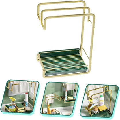 PRETYZOOM Wall-mounted Sponge Rack for Kitchen Lightweight Draining Stand Multi-functional Storage Organizer for Cloths and Cleaning Tools