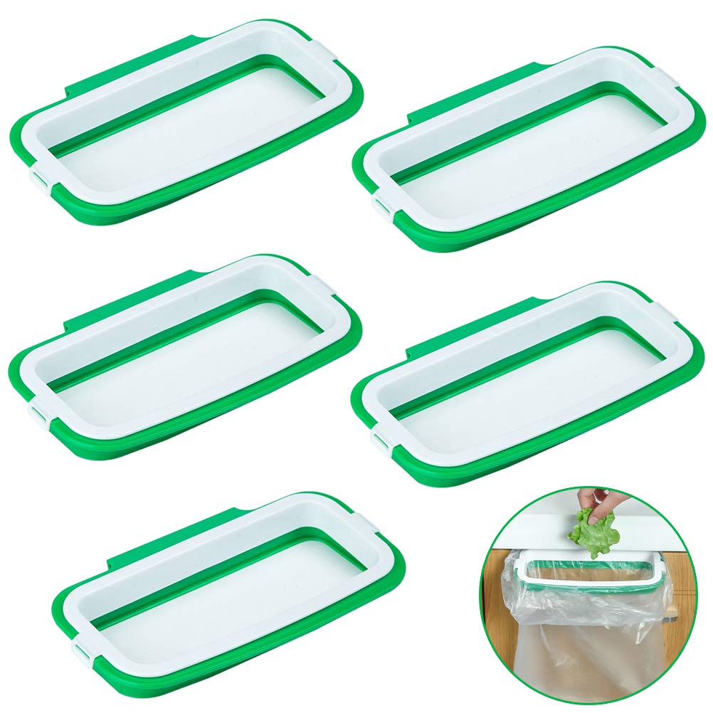 VinBee 5 PCS Portable Trash Bag Holder Hanging Trash Garbage Bag Holder Hanging Kitchen Cupboard Door Back Style Stand Trashes Garbage Bags Storage Rack for Kitchen Cupboard