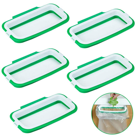 VinBee 5 PCS Portable Trash Bag Holder Hanging Trash Garbage Bag Holder Hanging Kitchen Cupboard Door Back Style Stand Trashes Garbage Bags Storage Rack for Kitchen Cupboard