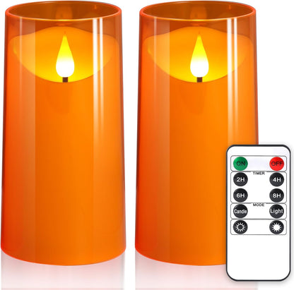 NURADA Flameless Candles with Remote Timer - Glass Real Wax 3D Wick LED Pillar Votive Candle Set Battery Operated Flickering Light for Home Christmas Decoration - White 3 Pack