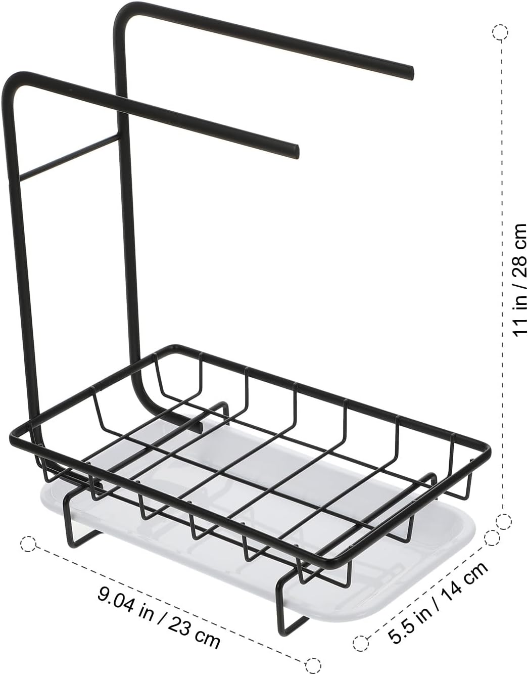 PRETYZOOM Kitchen Sponge Holder and Dishcloth Rack Black Dual-Purpose Wall-Mounted and Countertop Sponge Organizer with Drainage for Kitchen Cleaning Storage