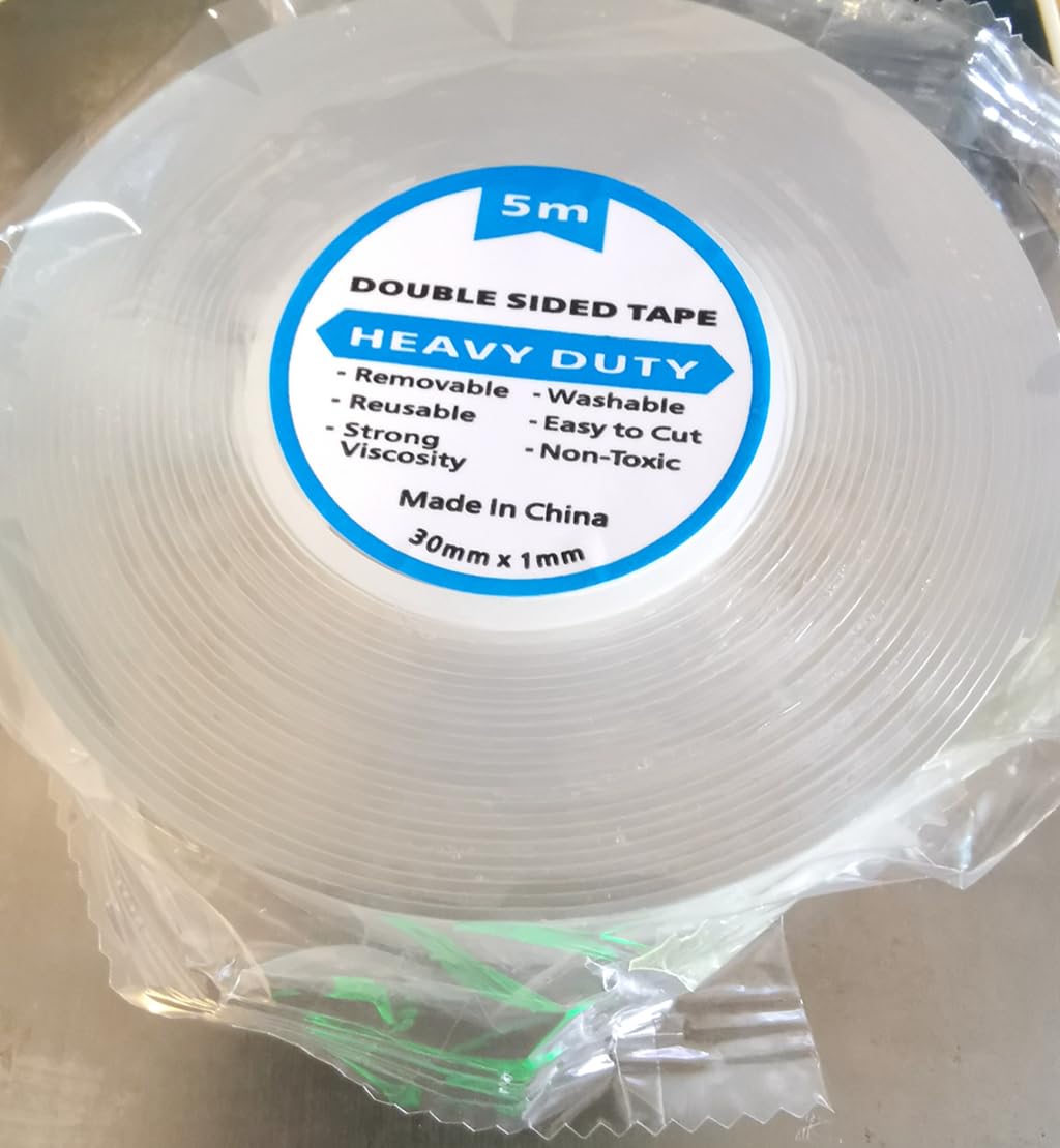 Heavy Duty Double Sided Nano Tape, 16.5FT Removable Mounting Tape, Clear Sticky Wall Tape No Residue, Multipurpose Adhesive Tape for Home Office, Poster, Picture Hanging, Indoor & Outdoor Use