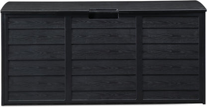 75 Gallon Outdoor Storage Box, 260L Waterproof Resin Deck Box for Patio Furniture Cushions, Garden Tools and Yard Accessories, Lockable Storage Chest with Wheels and Handles (Brown)