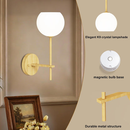Brass Battery Operated Wall Sconces Set of 2, Rechargeable Wireless Wall Lights with Milky White Frosted Glass, 12 RGB and 3CCT Dimmable, Wall Lamps with Remote for Bedroom Living Room Hallway