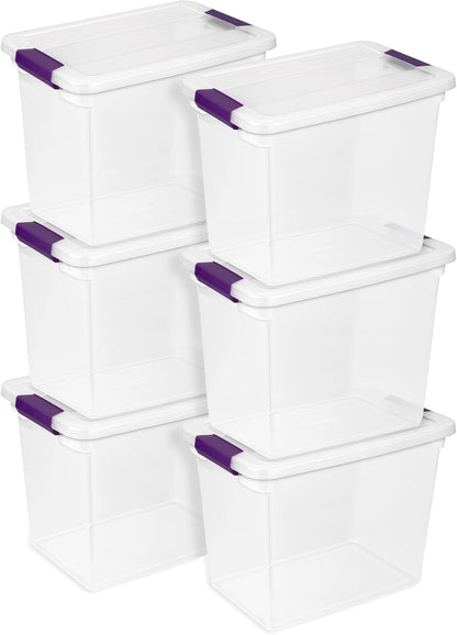 Sterilite 8-Pack 60 Quart ClearView Latch Box, Wheeled Underbed Organizer Bins with Latching Lids - Clear Plastic Organization Containers for Closet, Bedroom, Shelving Units and Everyday Home Storage