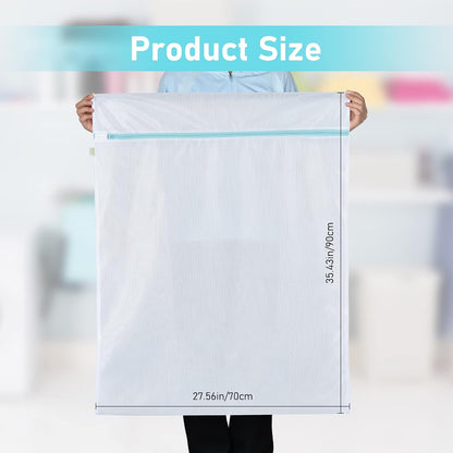 OTraki Large Mesh Laundry Bags 28x35 inch Zipper Mesh Lingerie Bags for Washing Delicates Net Laundry Mesh Bag Machine Washable for Dorm Hotel Camp Don't Drying, Melting 140-176℉, White