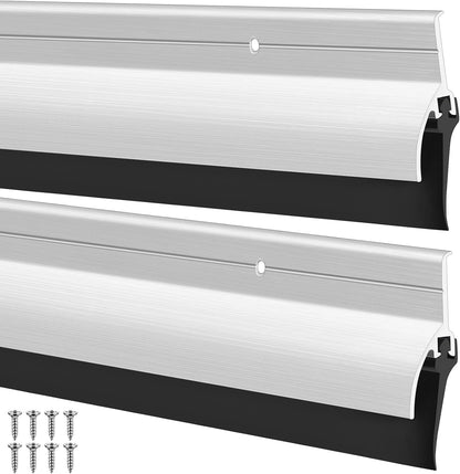 Hicarer 1 Pcs Door Bottom Sweep with Rain Drip 0.5625" W x 2" H x 36" L, Sliver Exterior Door Rain Drip Guard, Bottom Weather Stripping, Mill Finish Aluminum with Vinyl Insert