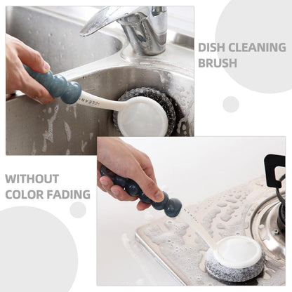 Healeved Kitchen Dish Scrubber with Handle, Small Steel Wire Scrubbing Brush for Pots and Pans, Household Non-Scratch Kitchen Cleaning Brush for Dishwashing and Sink Cleaning