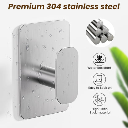 Heavy Duty Adhesive Hooks - 26lb Max, Sticky Wall Hooks Waterproof Stainless Steel for Hanging Towel, Coat, Robe, Towel Hooks Stick on Bathroom, Kitchen, Shower, Door (Black, 4 Pack)