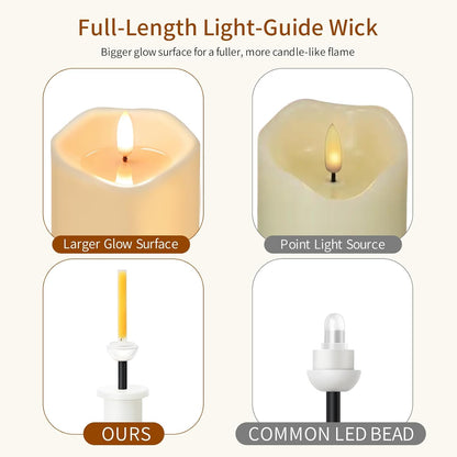 ANGELLOONG Flickering Flameless Candles, Realistic Battery Operated Candles with Remote and Timer, Set of 3 LED Candles for Room Fall Home Wedding Decor Centerpieces Table Party Valentines Decorations
