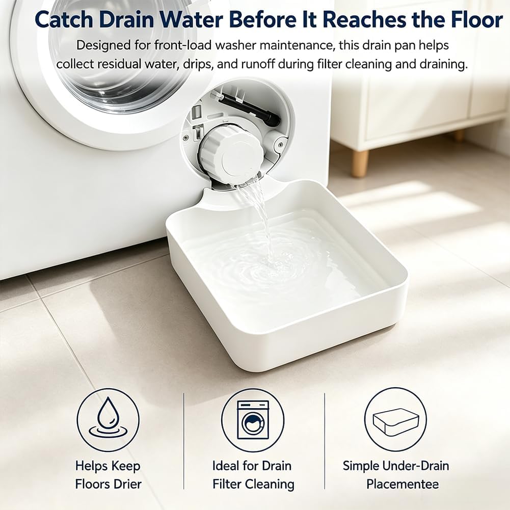2027 New Washer Drain Pan, Washing Machine Drain Pan, Leak-Proof Drip Tray, Easy to Install, Suitable for Basements, Apartments, Mobile Homes, Garages and Rental Properties