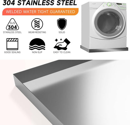 Heavy Duty 304 Stainless Steel Washing Machine Pan, 27" x 25" x 2.5" | Washing Drain Pan, Washing Machine Tray, Washer Pan, Floor & Wood Deck Protection, No Hole