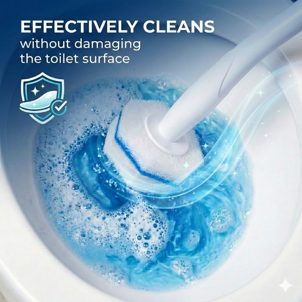 40 Disposable Toilet Brush Replacement Pads, Wall Mounted Toilet Holder Set Toilet Cleaning System Starter Kit, Toilet Stick Pads (White)