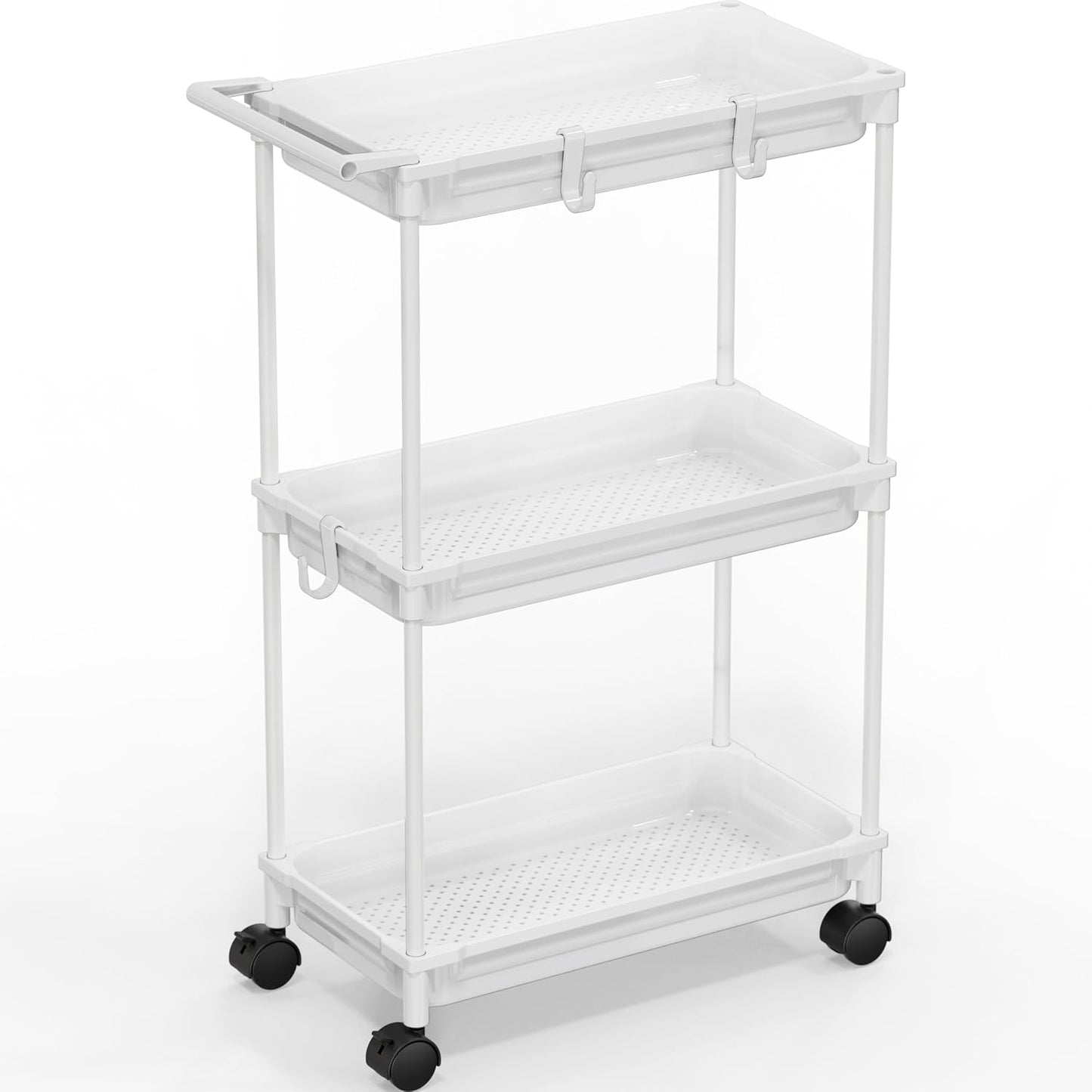 SimpleHouseware Standard 3-Tier Slim Rolling Storage Cart, Black