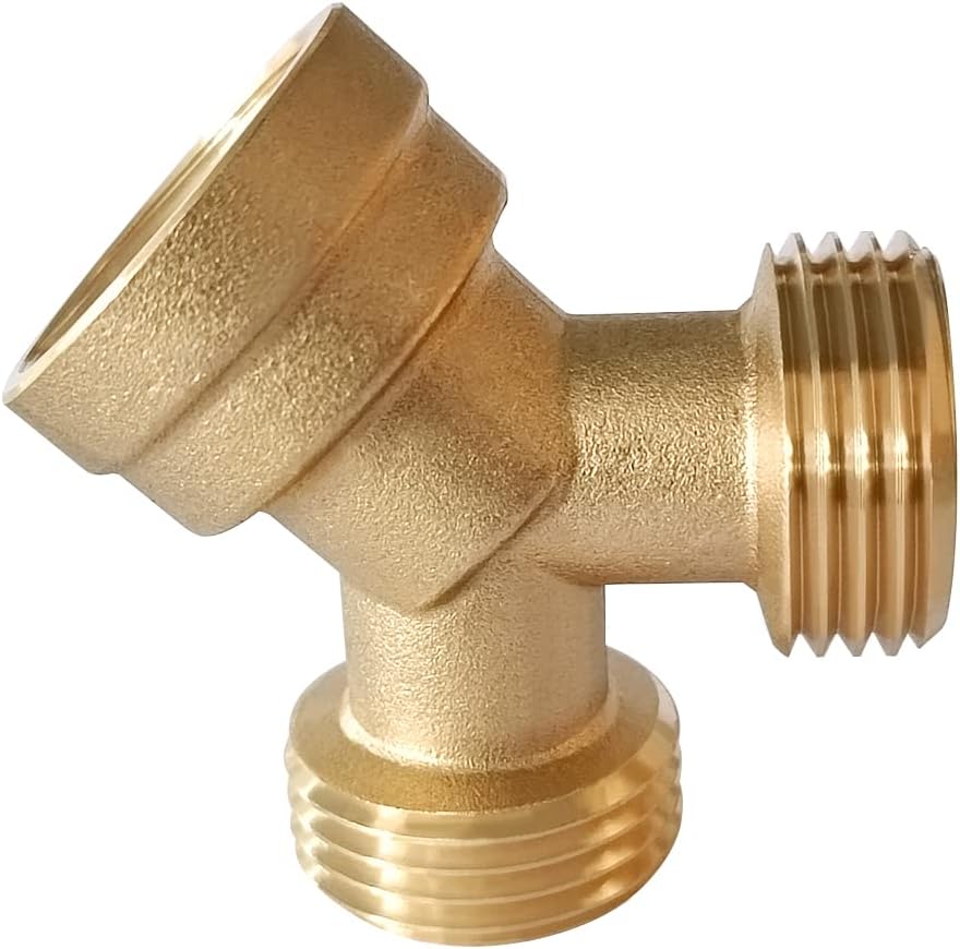 Joywayus 2PCS Brass 3/4" GHT Garden Hose Splitter Body Backyard 2 Way Y Shaped Connector Threaded Pipe Fitting Coupler Adapter with Washer