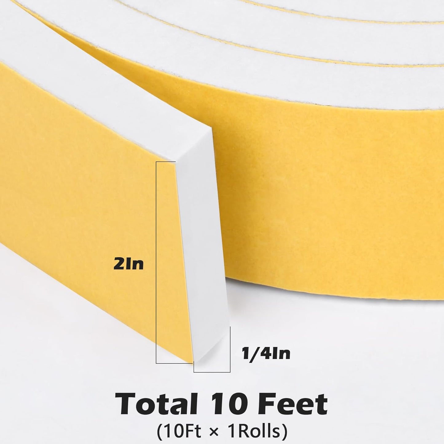 ToLanbbt White Door Window Weather Stripping Self Adhesive Foam Tape High Density Foam Sealing Strip Window Insulation Weatherproof Gasket Tape for Doors and Windows (1/2" W X 1/8" T X 16.5')
