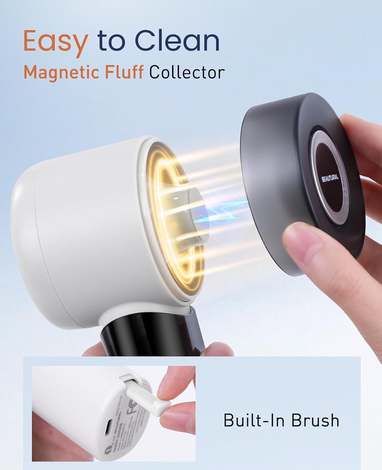 BEAUTURAL Fabric Shaver, Rechargeable Lint Remover for Clothes, Electric Lint Shaver with 6-Leaf Blades, Sweater Shavers to Fuzz, Lint Balls, Pillings, Bobbles for Clothes and Furniture