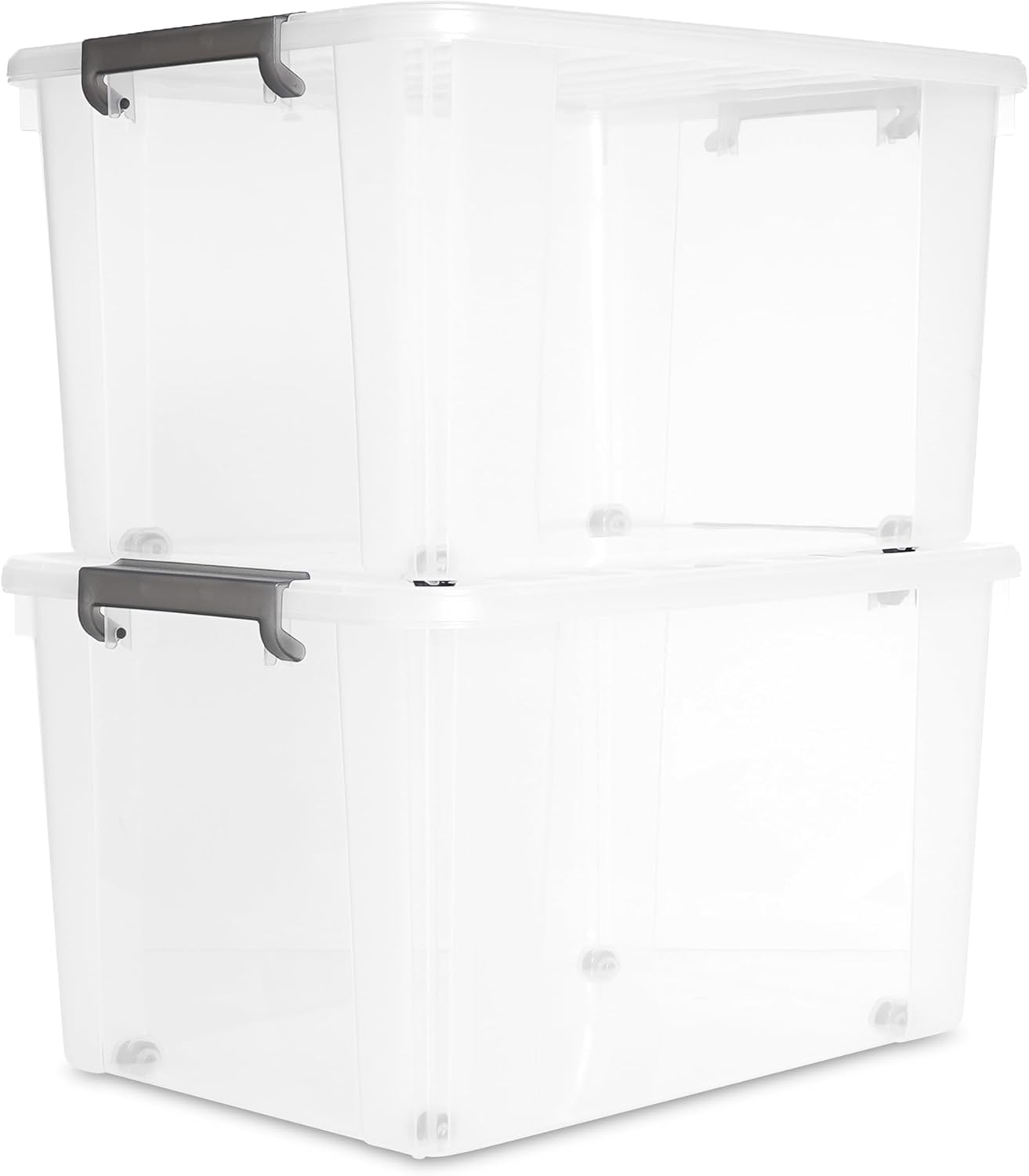 Citylife 57 QT Plastic Storage Bins with Double-Opening Lids, Storage Containers for Organizing, Large Clear Storage Box for Closet, Blankets, 2 Packs