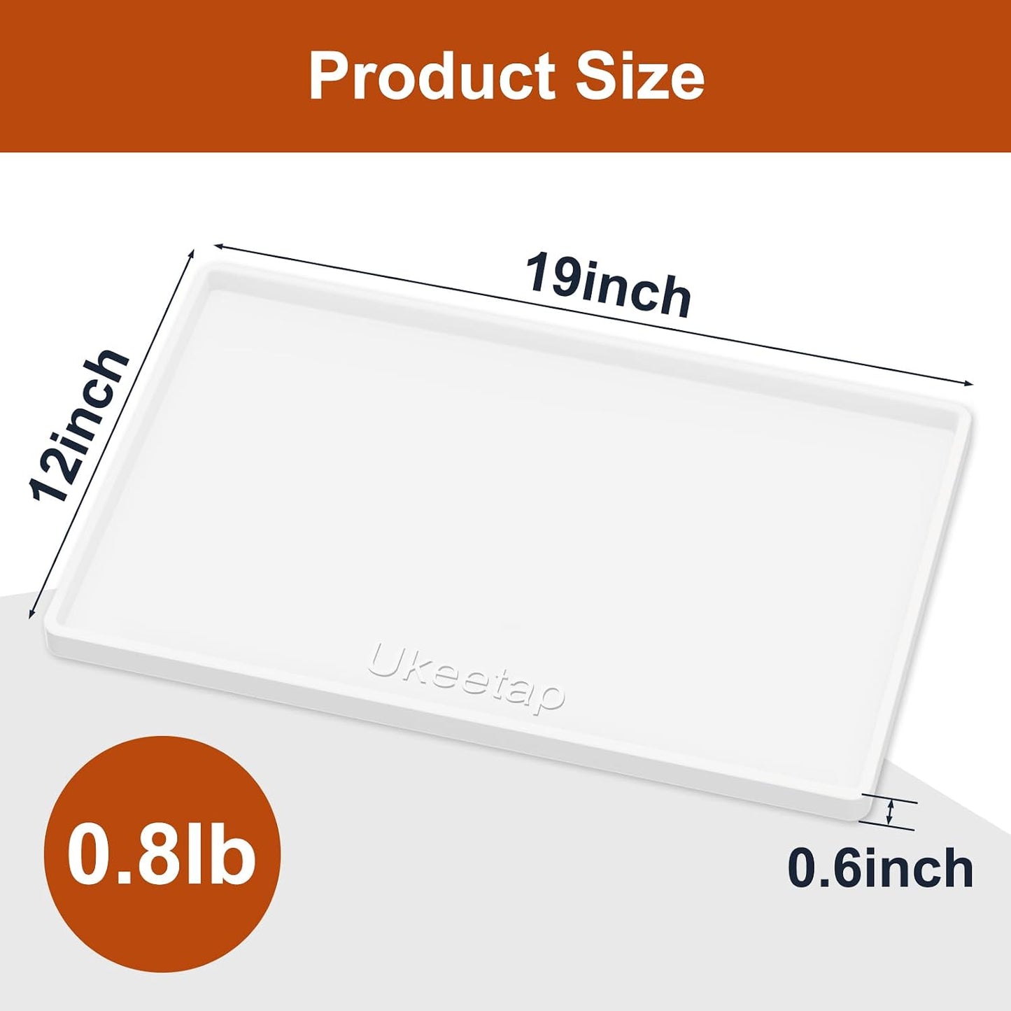 ukeetap Extra Thick Silicone Mat Waterproof with Raised Edge 19” x 12”, BPA Free Non-Slip Dog & Cat Food Mat, Feeding Mat for Food and Water Bowls, Spill Proof Mat to Protect Floors, Black