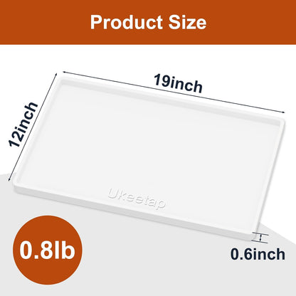 ukeetap Extra Thick Silicone Mat Waterproof with Raised Edge 19” x 12”, BPA Free Non-Slip Dog & Cat Food Mat, Feeding Mat for Food and Water Bowls, Spill Proof Mat to Protect Floors, Black