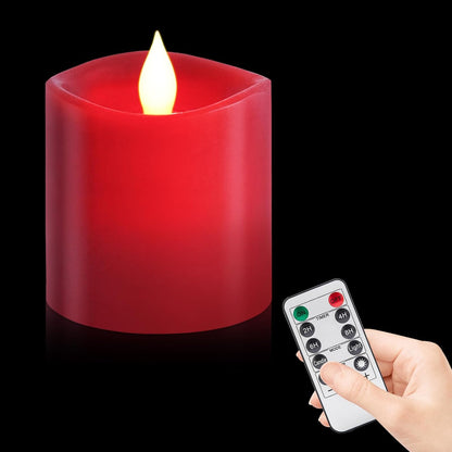3"x4" Flickering Flameless Battery Candles with Timer, White Realistic LED Pillar Candles, Set of 2 Large Remote-Operated Candles for Home Indoor/Outdoor & Holiday Decor