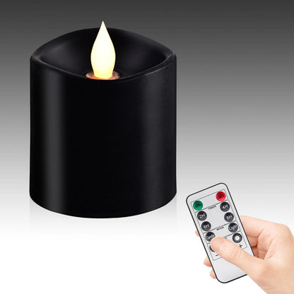 3"x4" Flickering Flameless Battery Candles with Timer, White Realistic LED Pillar Candles, Set of 2 Large Remote-Operated Candles for Home Indoor/Outdoor & Holiday Decor
