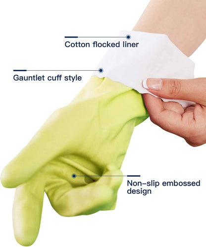 LANON wahoo Skin-Friendly Cleaning Gloves, Dishwashing Kitchen Gloves with Cotton Flocked Liner, Reusable, Non-Slip, Mauve Mist, Medium