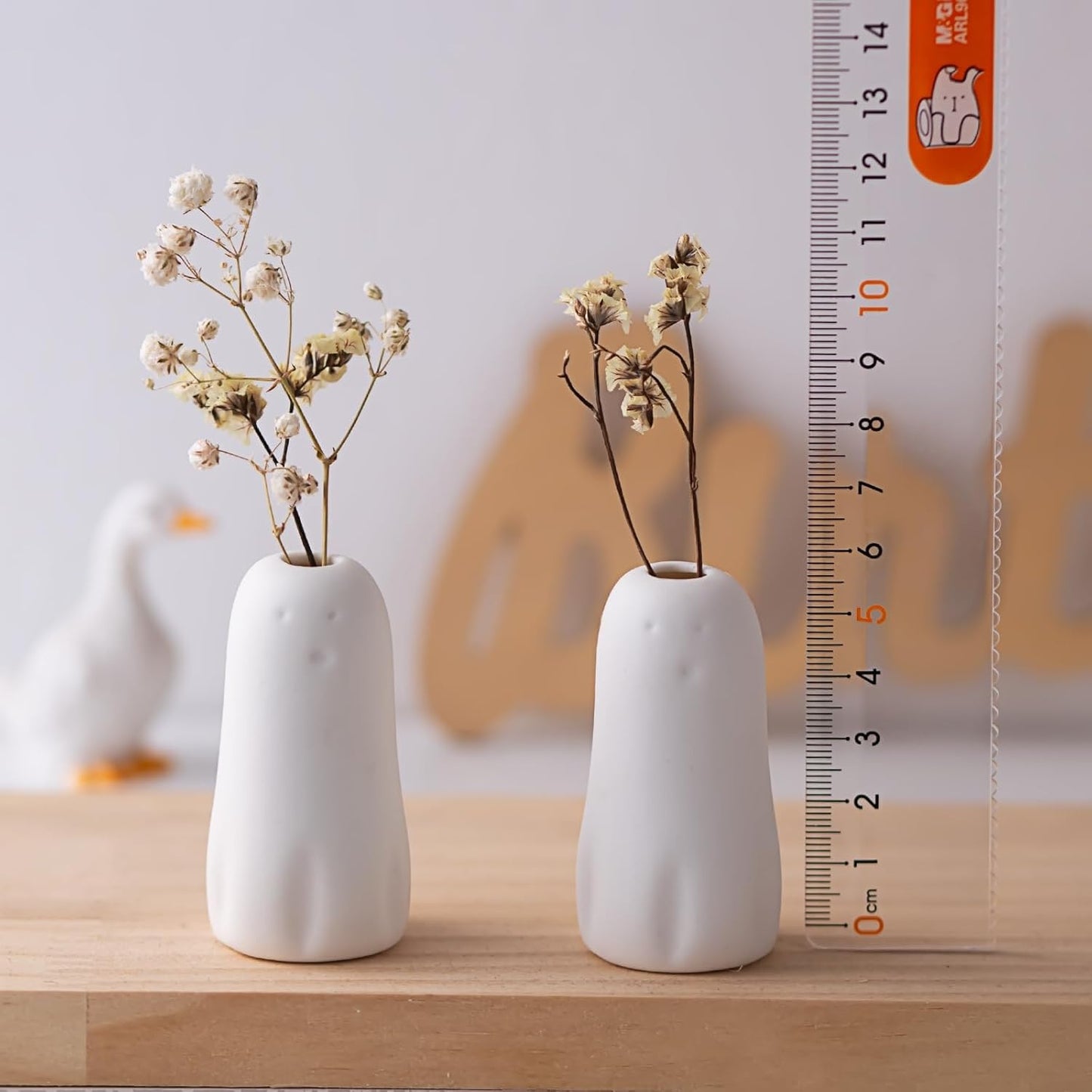 MOUGIGI Cute Blue House Ceramic Bud Vase Set of 3 - Handmade Miniature Vase with Star Roof for Dried Flowers, Chic Japandi Style Decor for Entryway, Dining,Coffee Table - Ideal Small Gift for Home